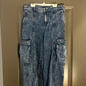 Acid Wash Cargo Jeans